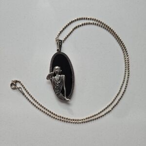 Sterling Silver Marcasite Flapper Necklace